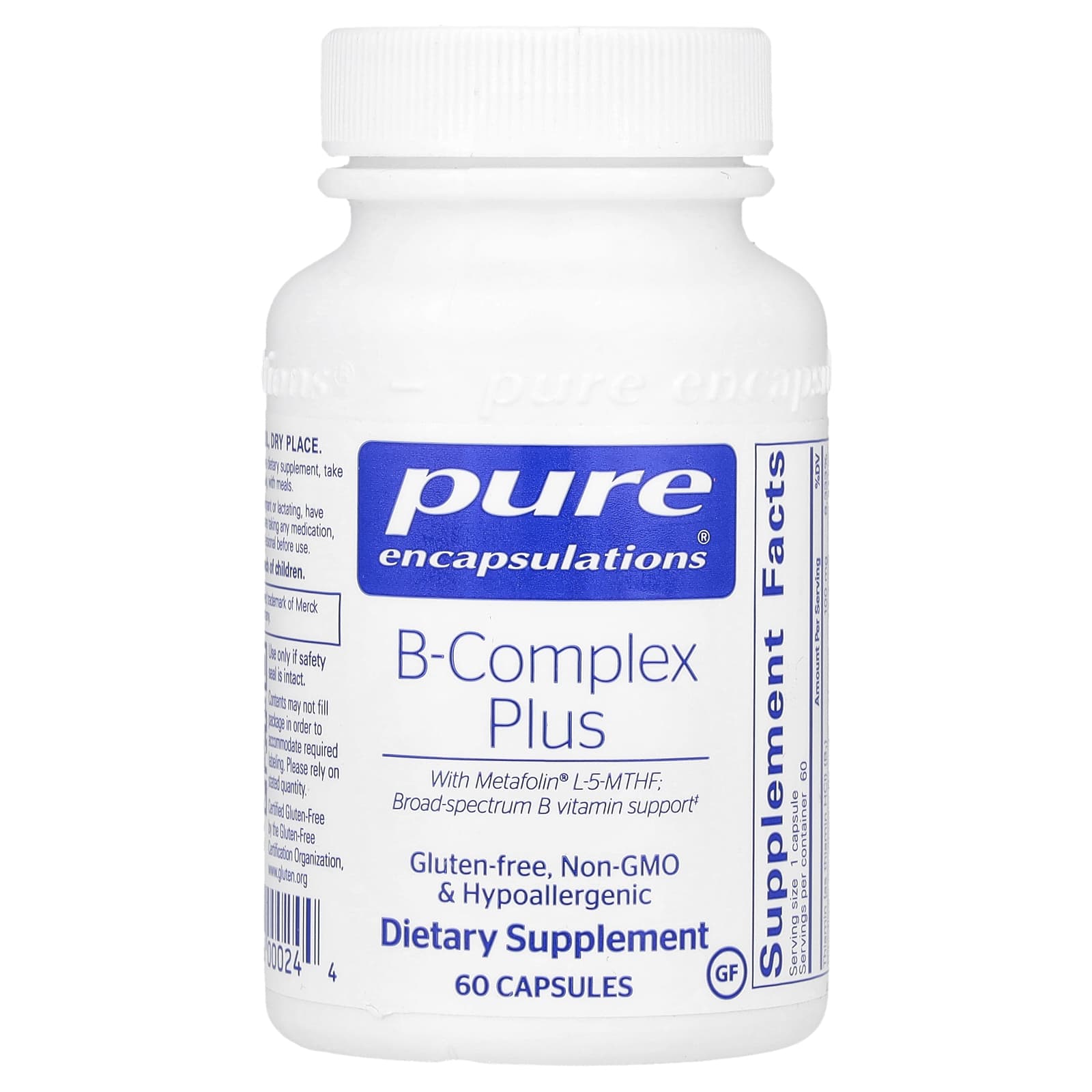 Комплекс витаминов B Pure Encapsulations B-Complex Plus, 60 капсул