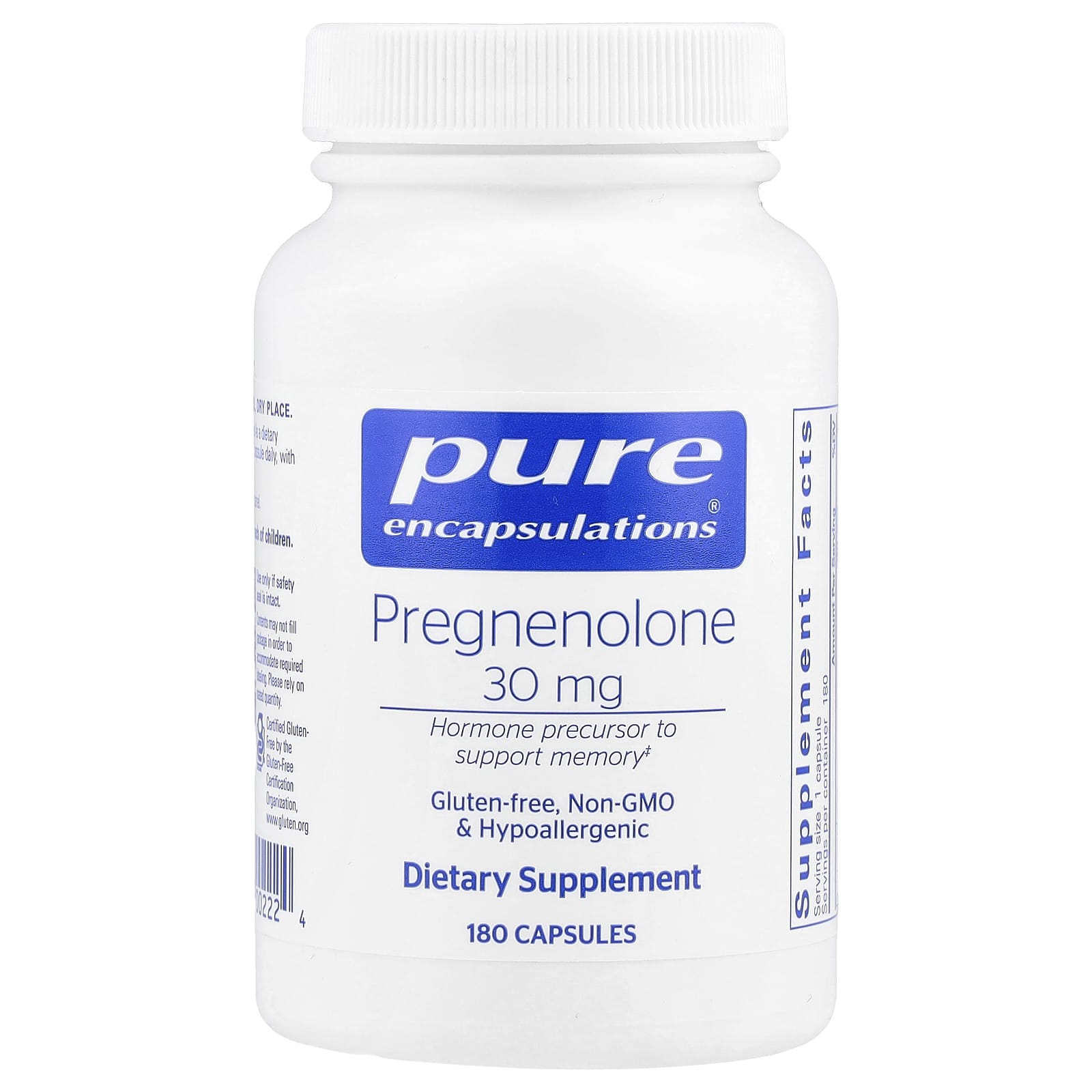 Прегненолон Pure Encapsulations, 30 мг, 180 капсул