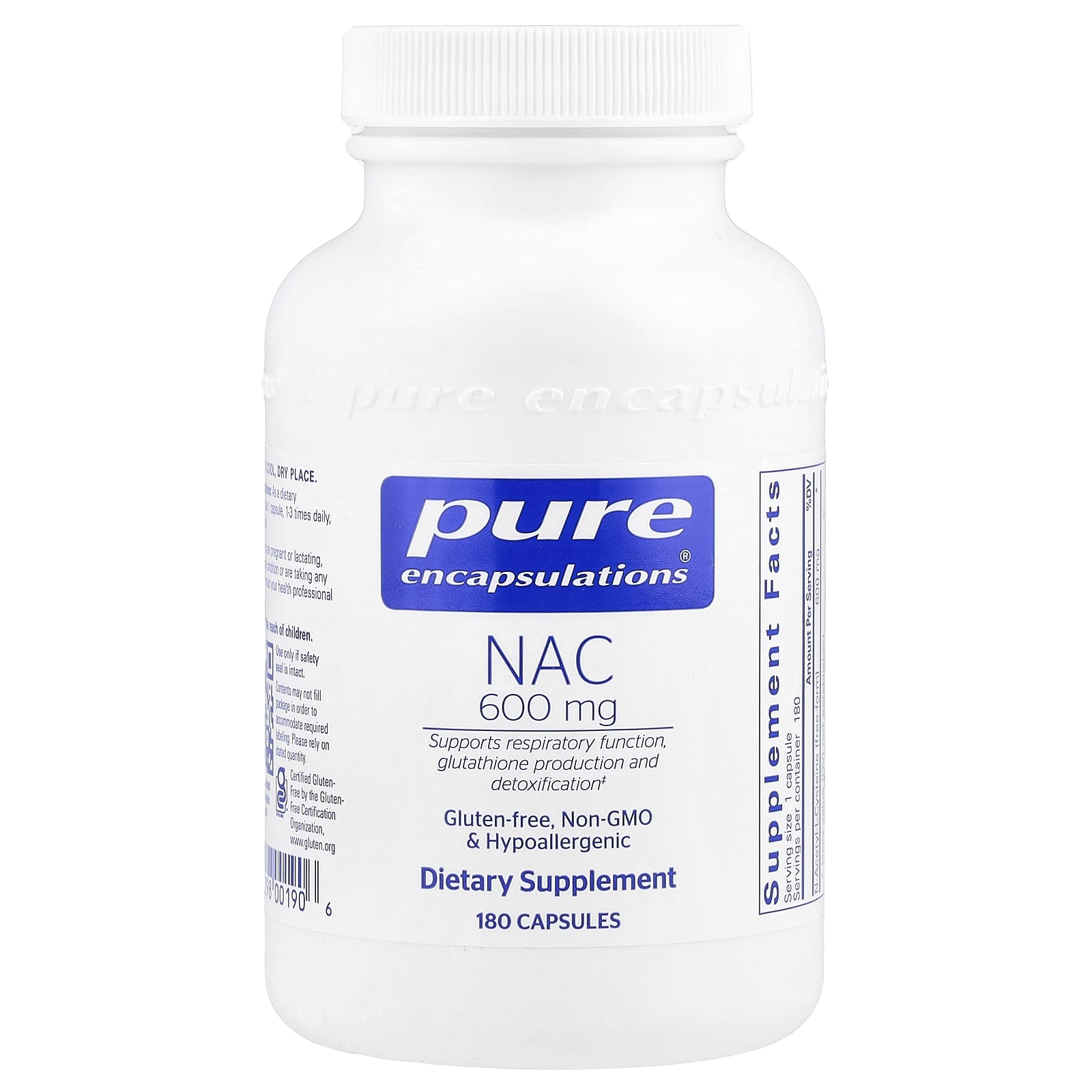 NAC Pure Encapsulations, 600 мг, 180 капсул