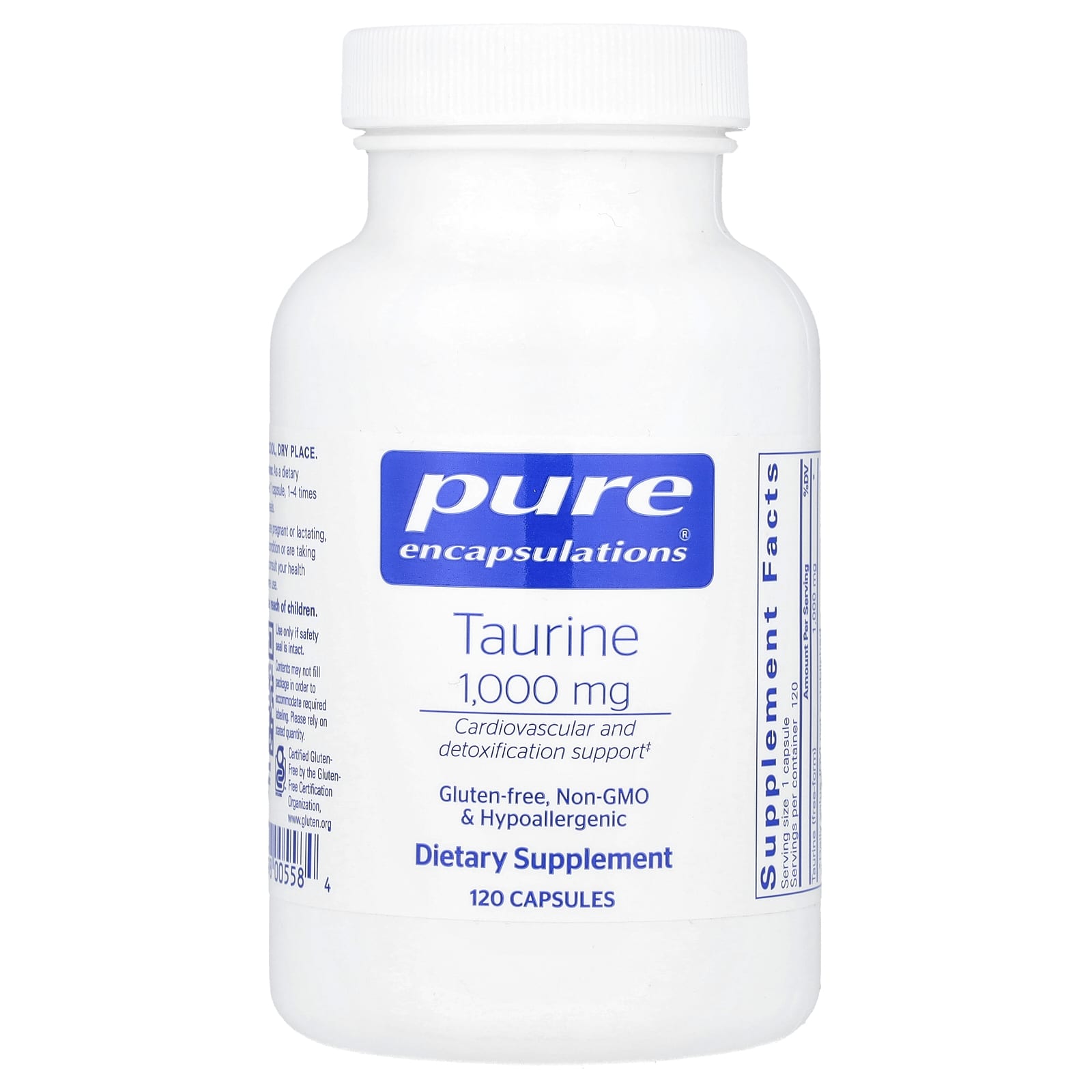 Таурин Pure Encapsulations, 1000 мг, 120 капсул
