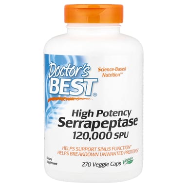 Серрапептаза Doctor's Best High Potency 120, оттенок 000 SPU, 270 растительных капсул