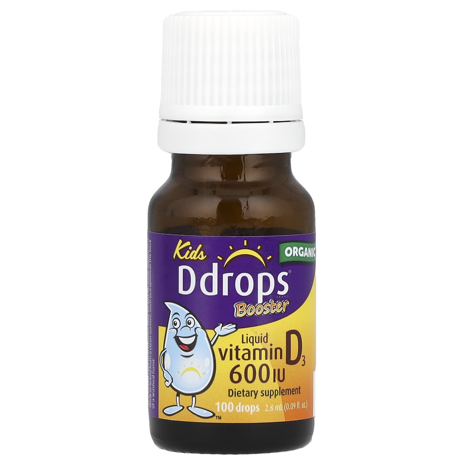 Витамин D3 Ddrops Organic Liquid, оттенок Booster, 15 мкг (600 МЕ), 2.8 мл, жидкая форма