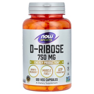 D-рибоза NOW Foods D-Ribose, 750 мг, 120 растительных капсул