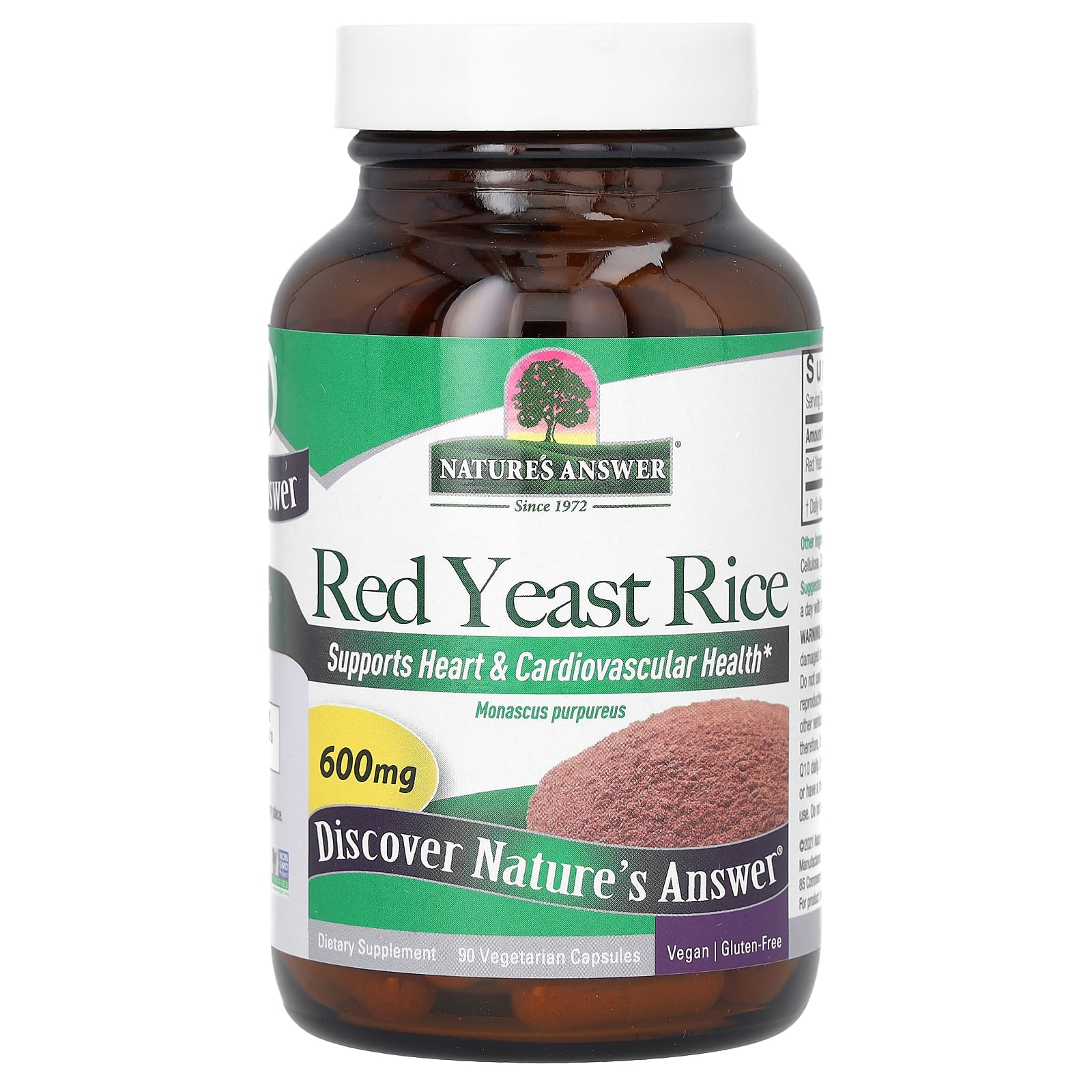 Рис Nature's Answer Red Yeast, 600 мг, 90 растительных капсул