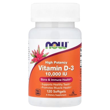 Витамин D3 NOW Foods Vitamin D-3 High Potency 10 000 IU, 120 мягких капсул