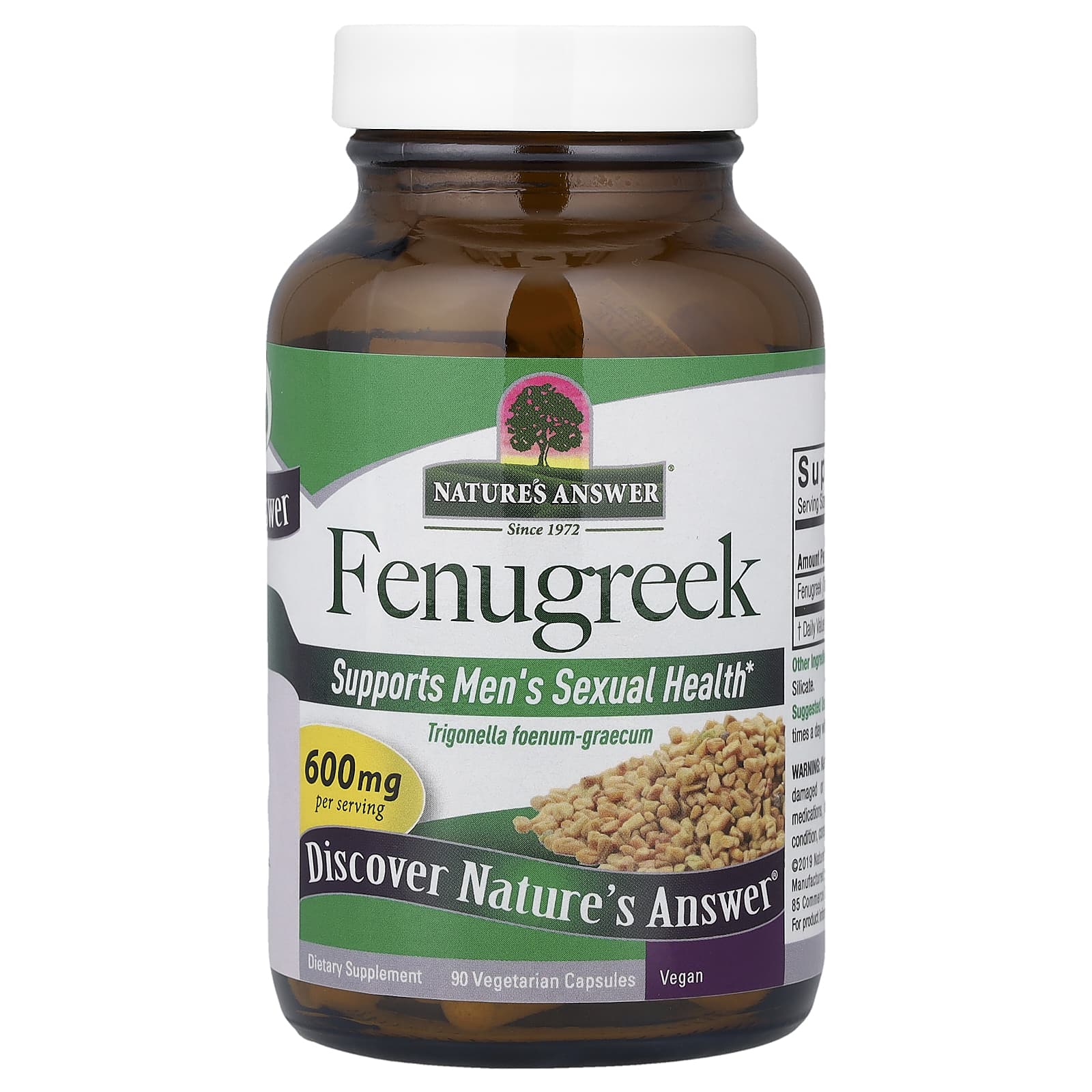 Пажитник Nature's Answer, 600 мг, 90 растительных капсул