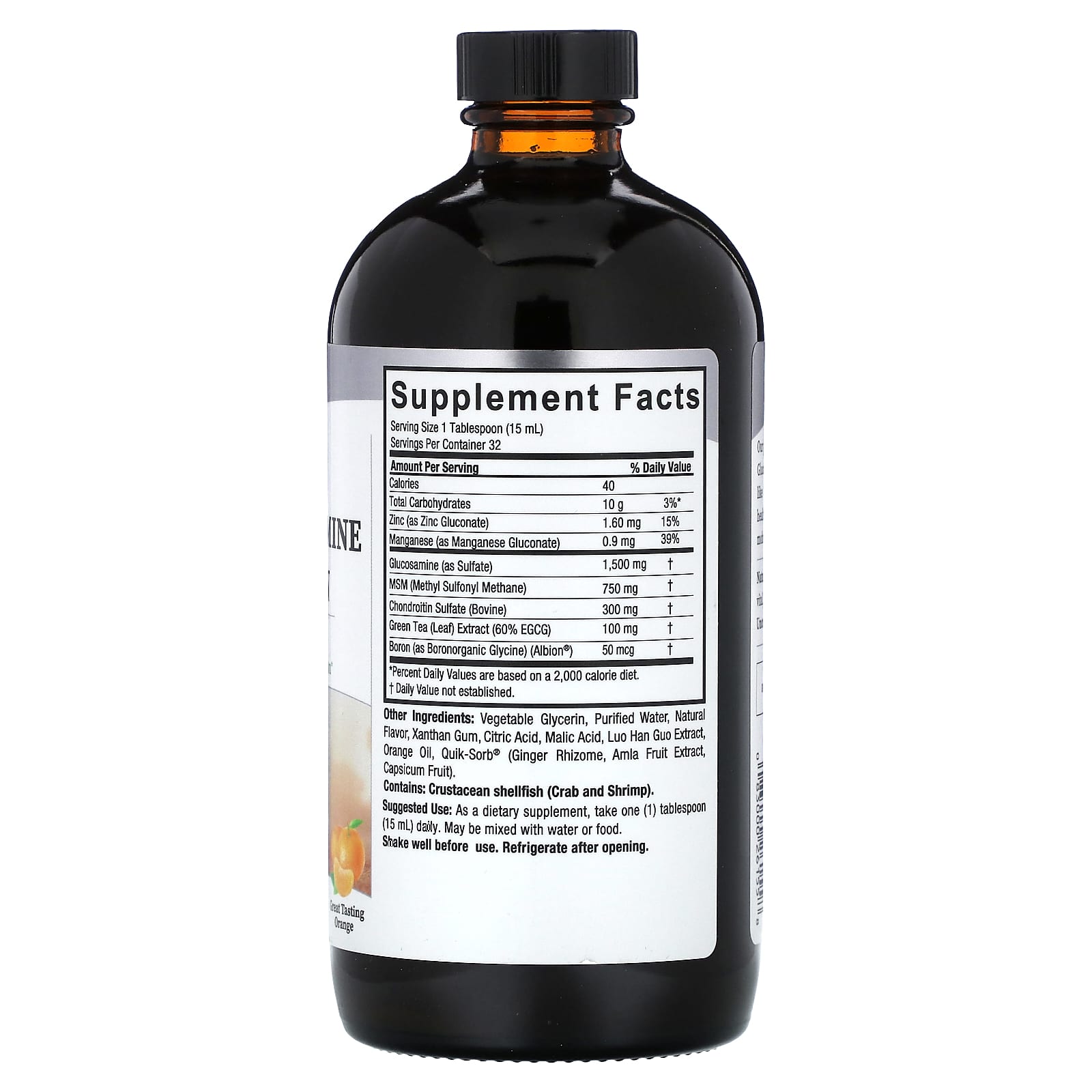 Хондроитин Nature's Answer Liquid Glucosamine, вкус Orange, 480 мл, жидкая форма