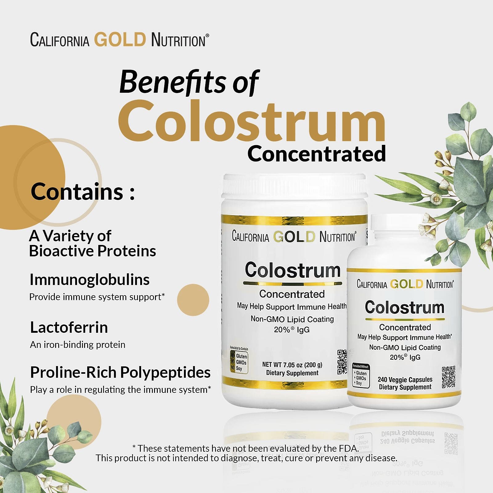 Колоострум California Gold Nutrition, 240 растительных капсул