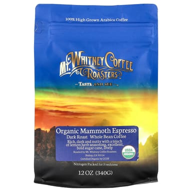 Кофе Mt. Whitney Coffee Roasters Organic Mammoth Espresso Whole Bean Dark Roast, 340 г