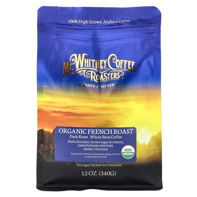 Кофе Mt. Whitney Coffee Roasters Organic French Roast Whole Bean Dark Roast, 340 г