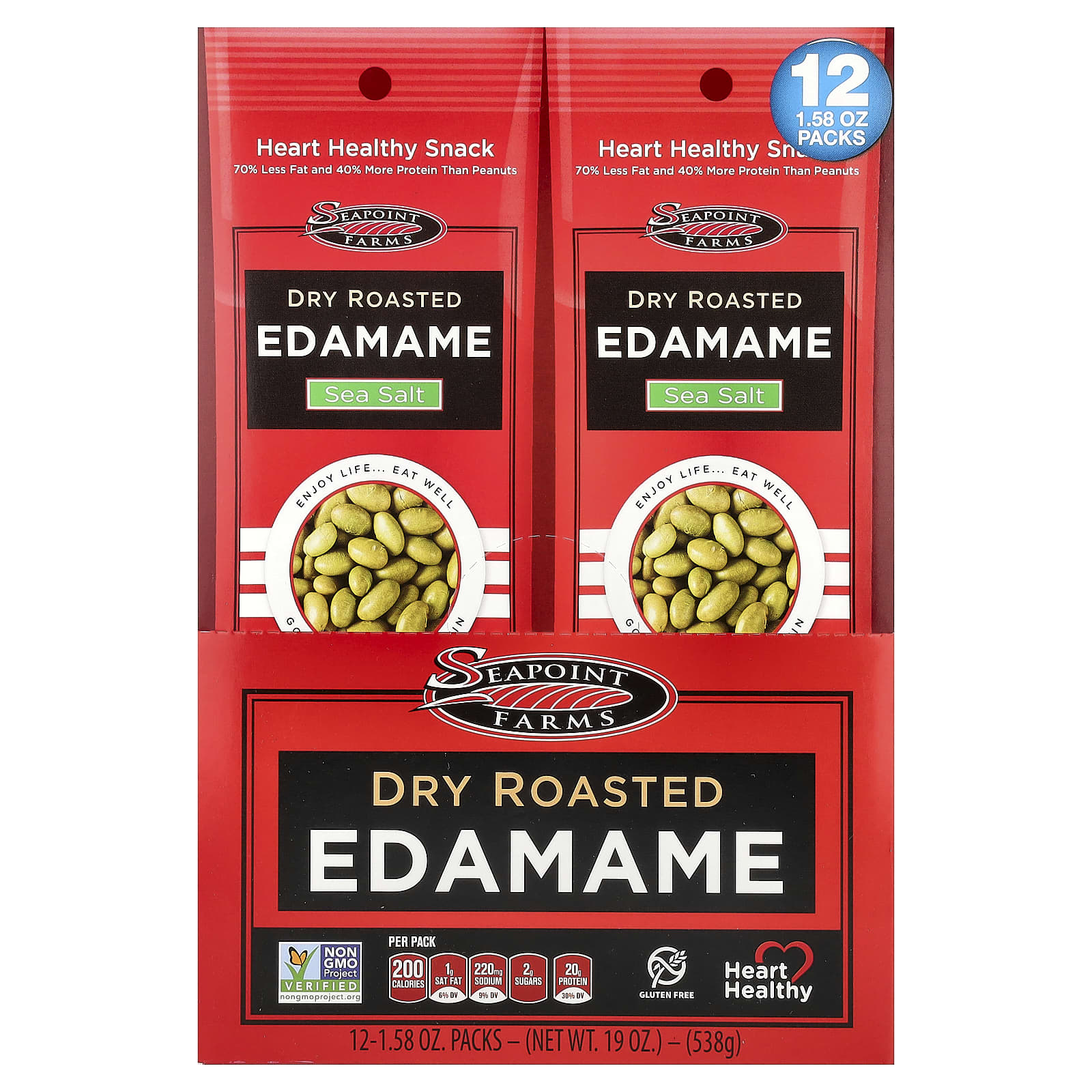Морская соль Seapoint Farms Dry Roasted Edamame, оттенок 12 Packs, 45 г — фото 2