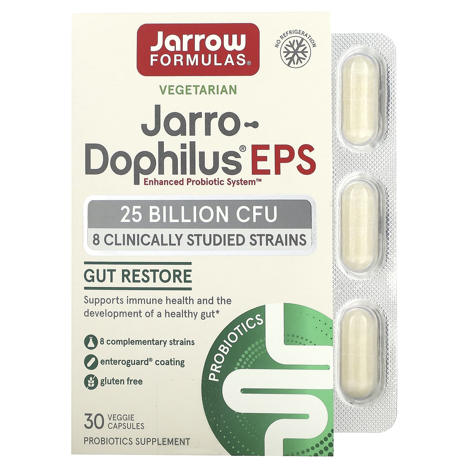 Пробиотик Jarrow Formulas Jarro-® EPS, оттенок 25 Billion CFU, 30 растительных капсул