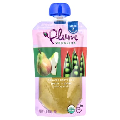Детское питание Plum Organics 6+ Months Pear Pea With Spinach, 113 г