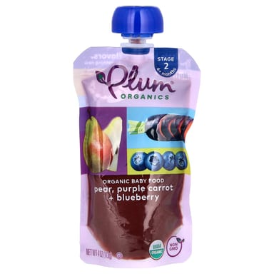 Детское питание Plum Organics 6+ Months Pear, вкус Purple Carrot & Blueberry, 113 г