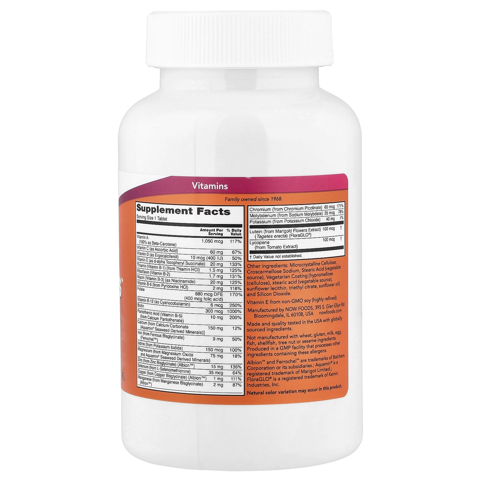 Мультивитамины NOW Foods Daily Vits™ Multi Vitamin & Mineral, 250 таблеток — фото 2