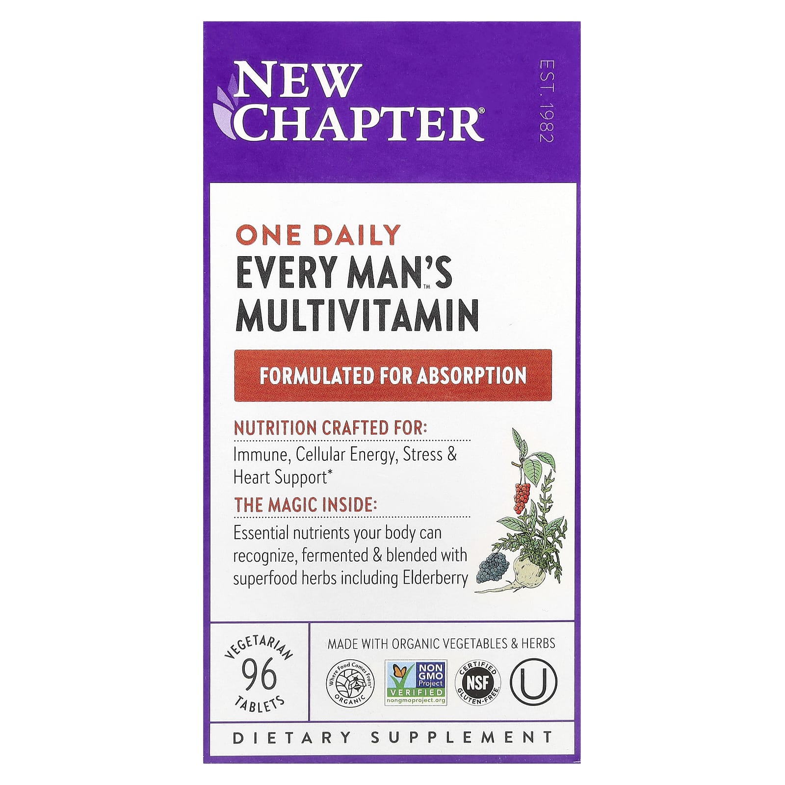 Мультивитамины New Chapter One Daily Every Man's™, 96 растительных таблеток — фото 2