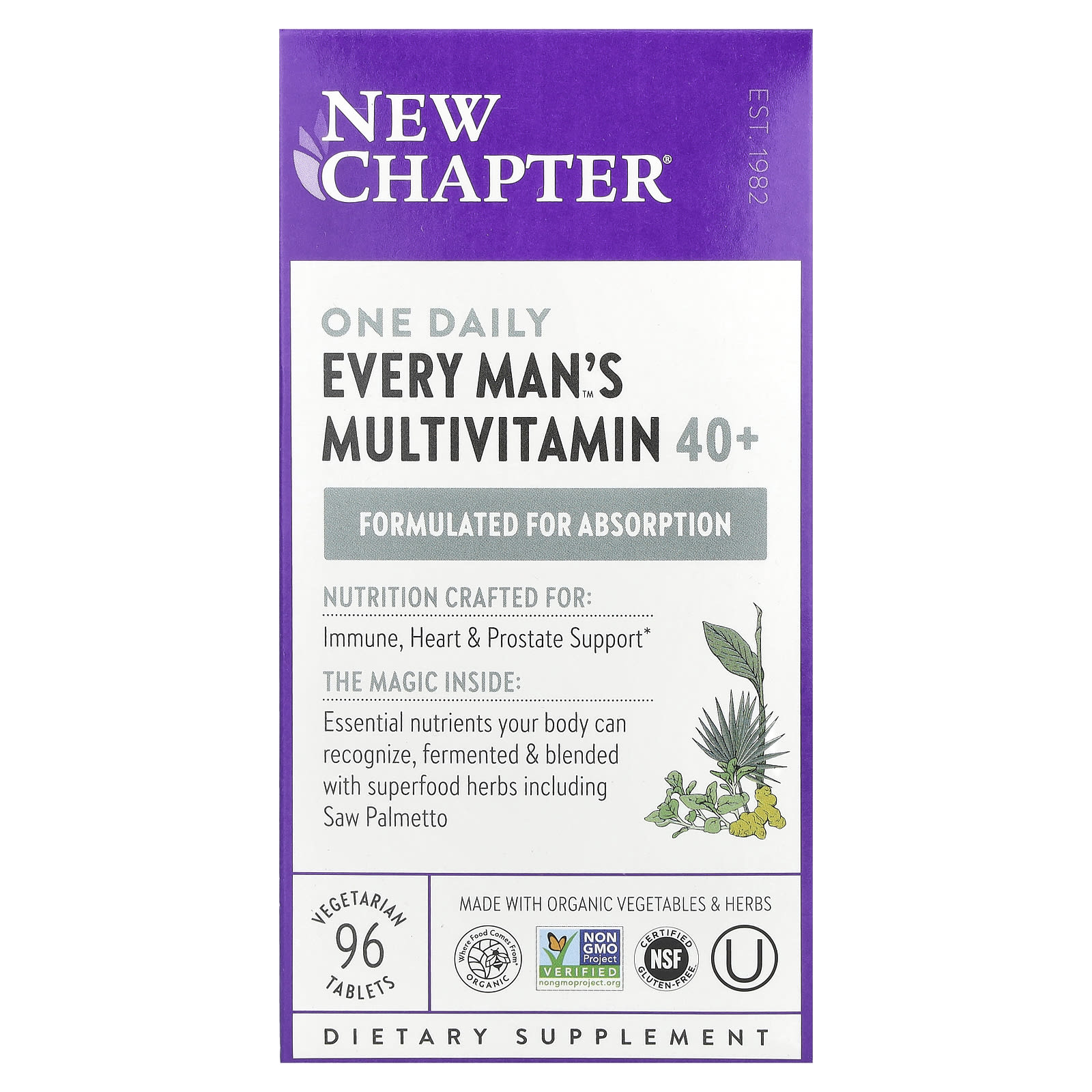 Мультивитамины New Chapter One Daily Every Man's™ 40+, 96 растительных таблеток — фото 2