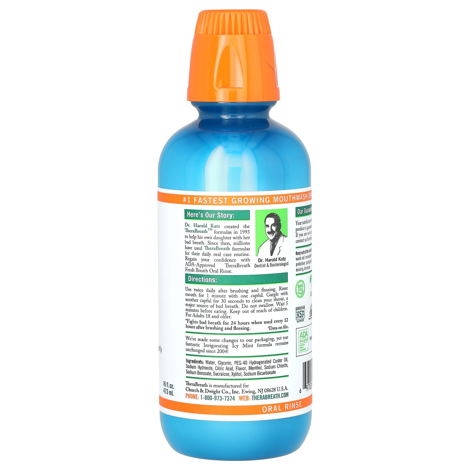 Полоскание для рта TheraBreath, 473 мл (16 fl oz), освежающий мятный вкус — фото 2