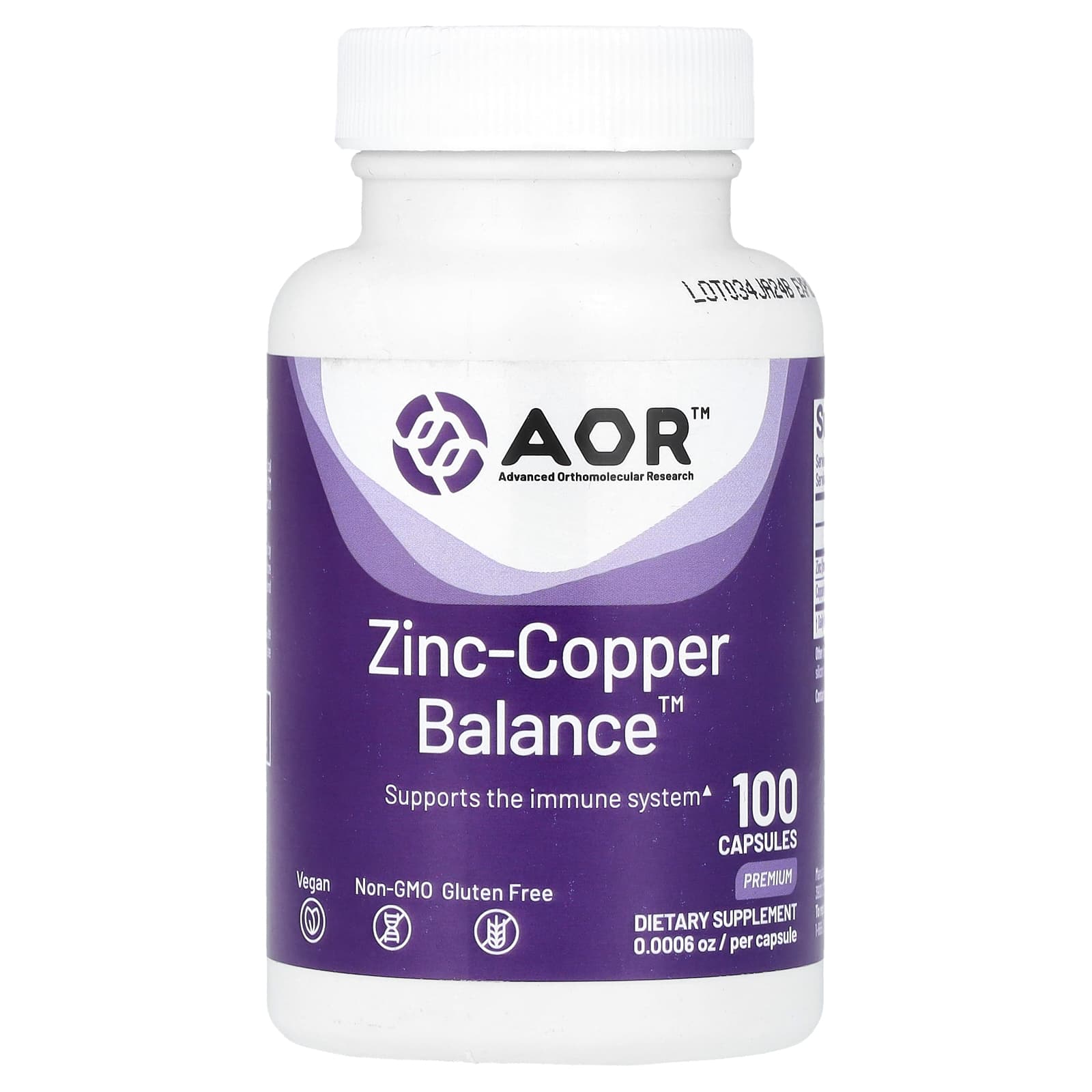 Цинк Advanced Orthomolecular Research AOR -Copper Balance™, 100 капсул