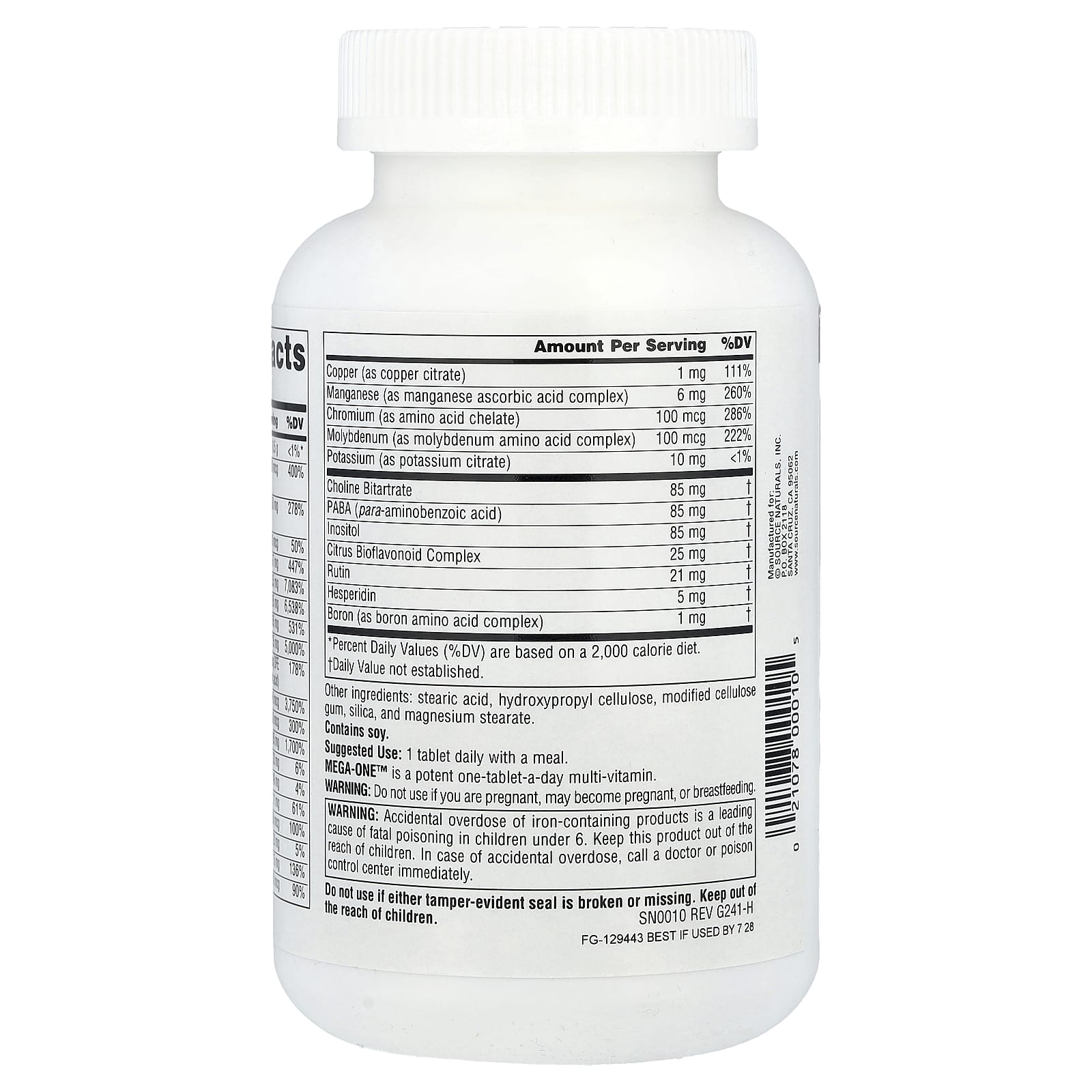 Мультивитамины Source Naturals Mega-One™ High Potency With Minerals, 180 таблеток — фото 2