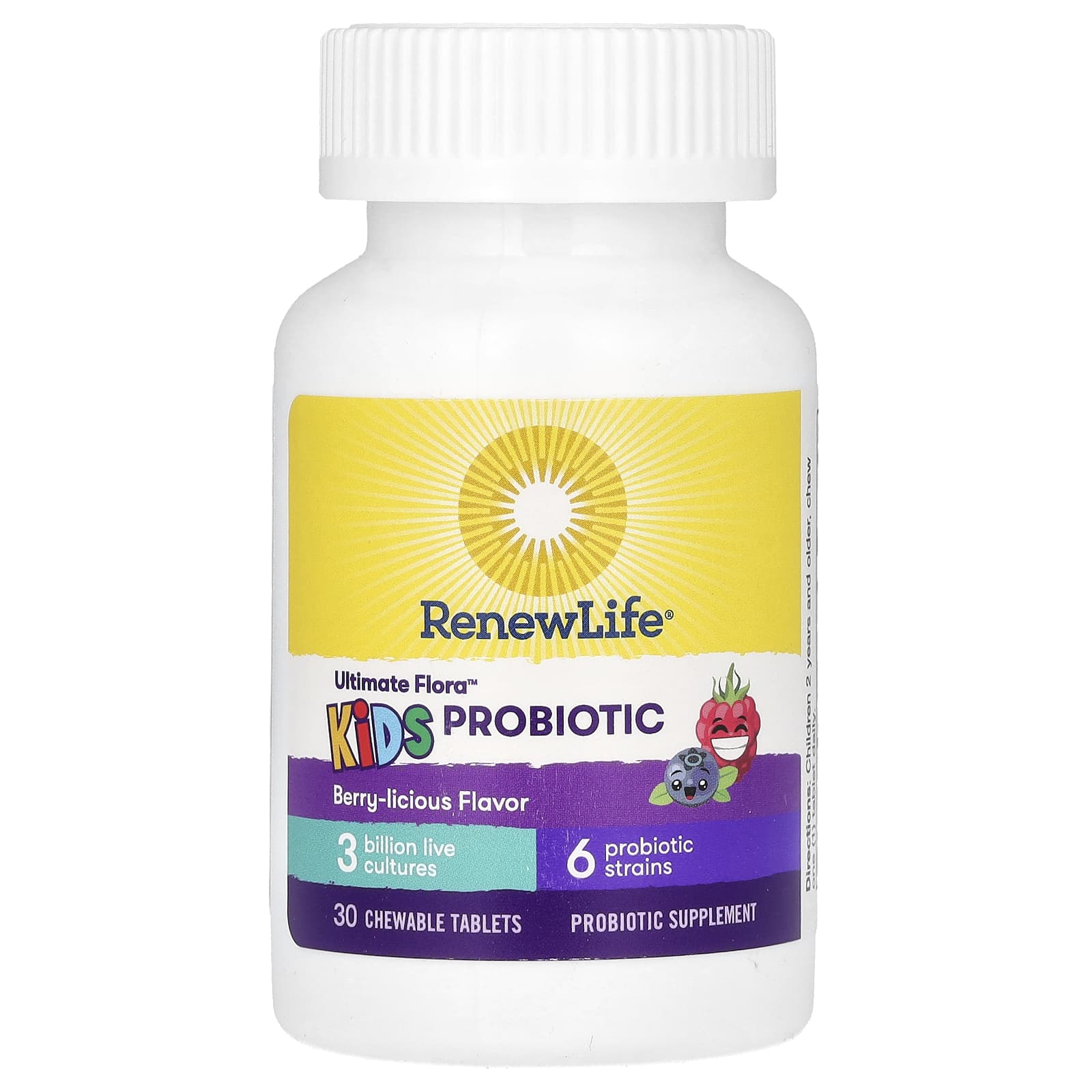 Детский пробиотик Renew Life Ultimate Flora Berry-licious 3 Billion Live Cultures, 30 жевательных таблеток