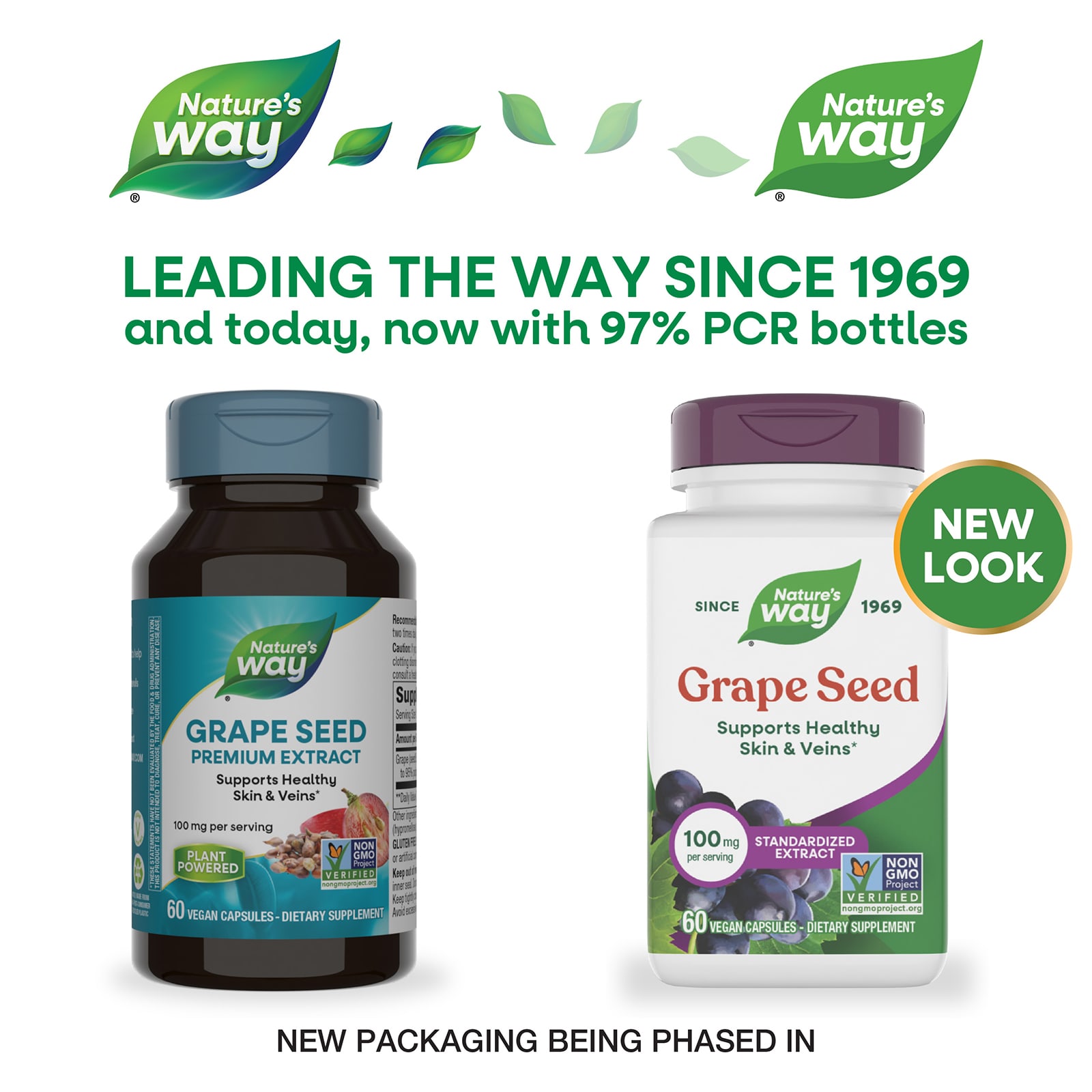 Виноградные косточки Nature's Way, вкус Grape Seed, 100 мг, 60 растительных капсул — фото 3