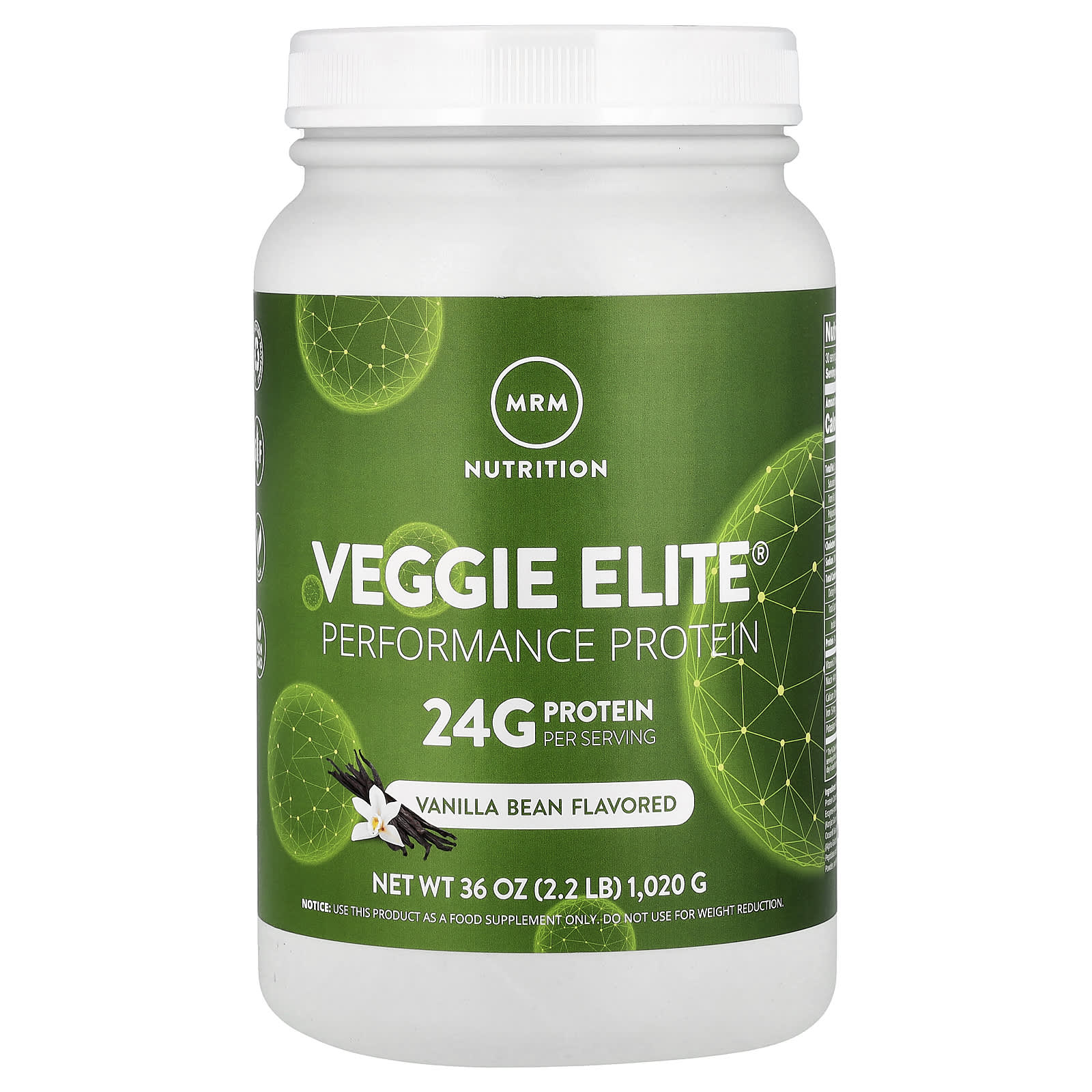 Протеин MRM Nutrition Veggie Elite® Performance Vanilla Bean, 020 г, 2.2 lb