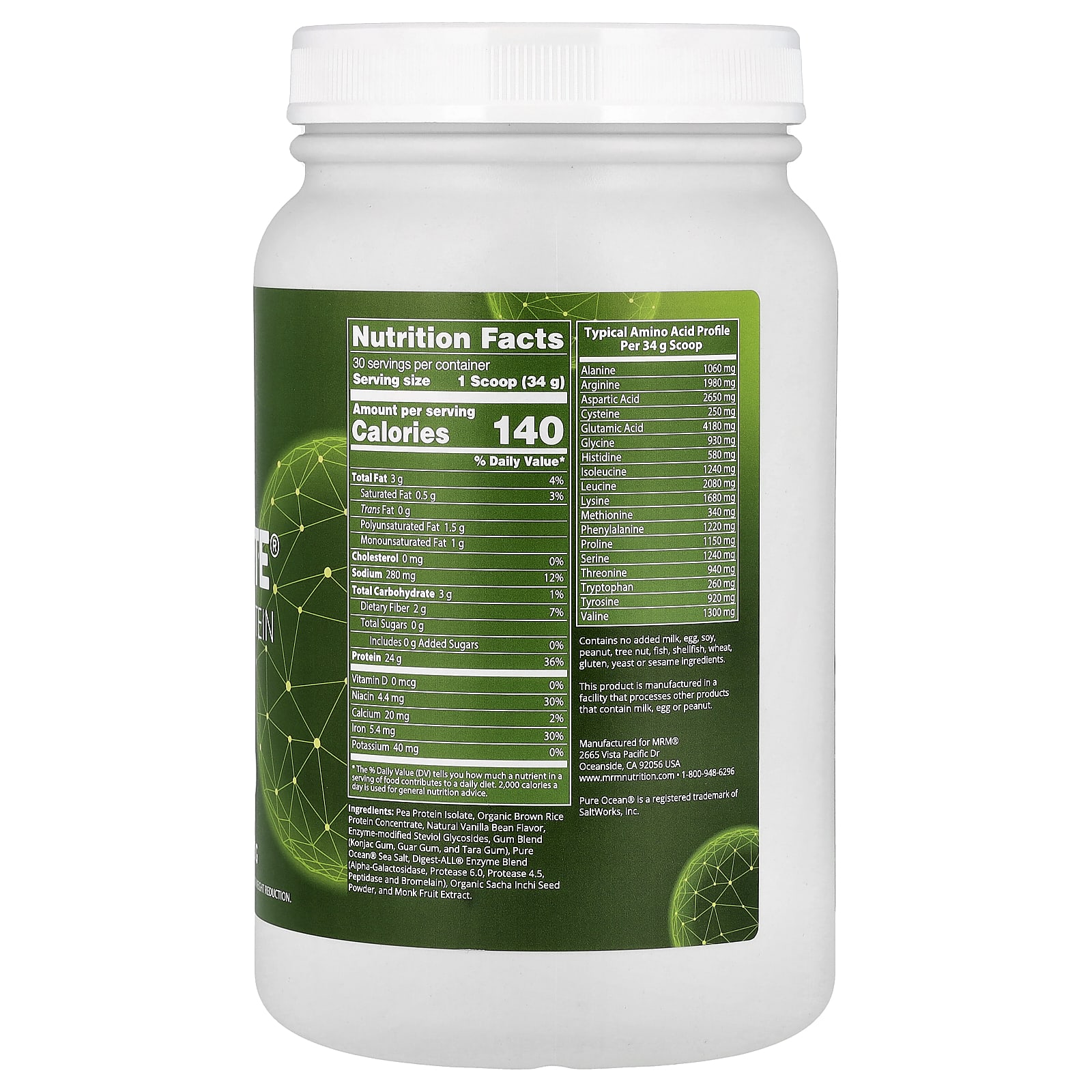 Протеин MRM Nutrition Veggie Elite® Performance Vanilla Bean, 020 г, 2.2 lb — фото 2