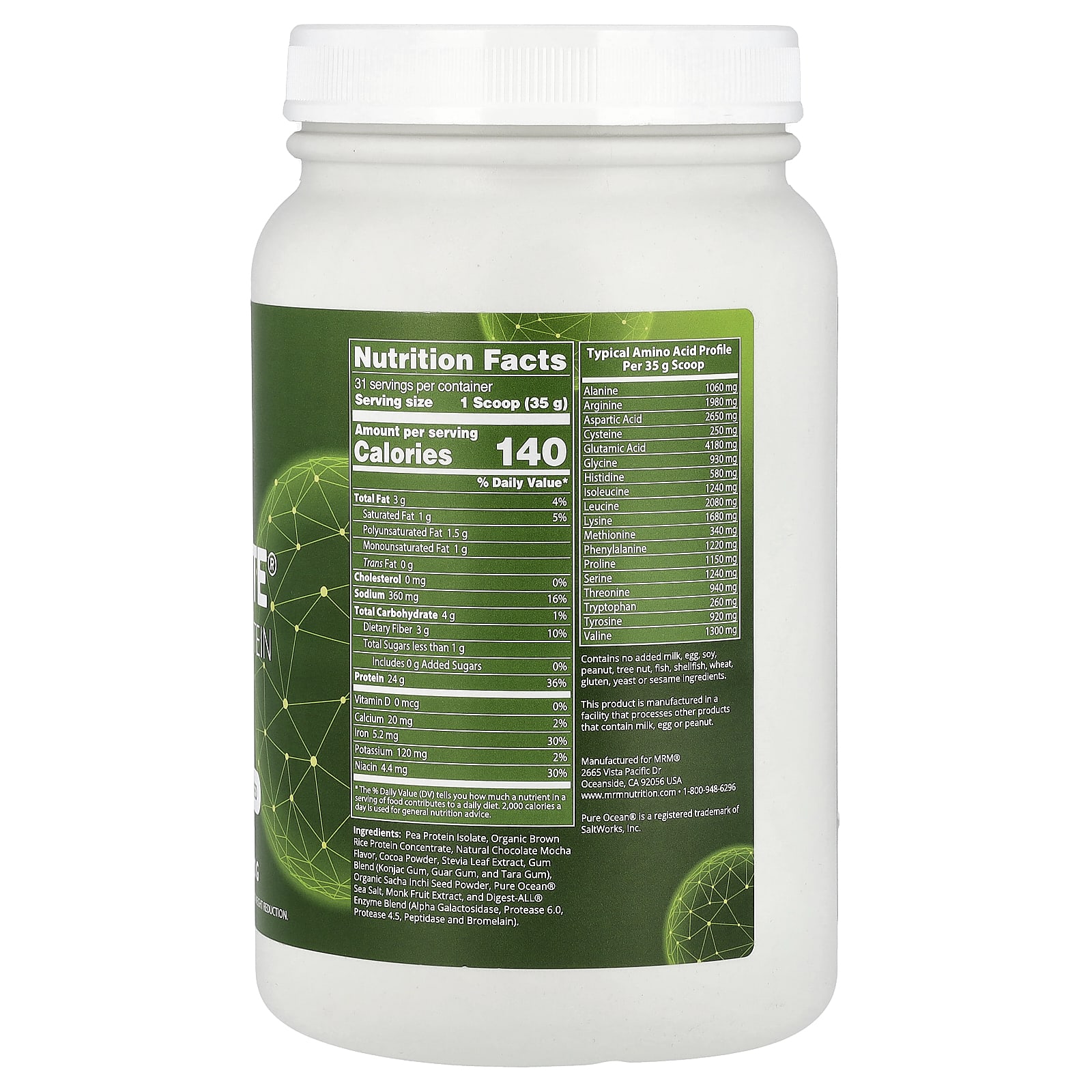 Шоколад MRM Nutrition Veggie Elite® Performance Protein Mocha, 110 г, 2.45 lb — фото 8