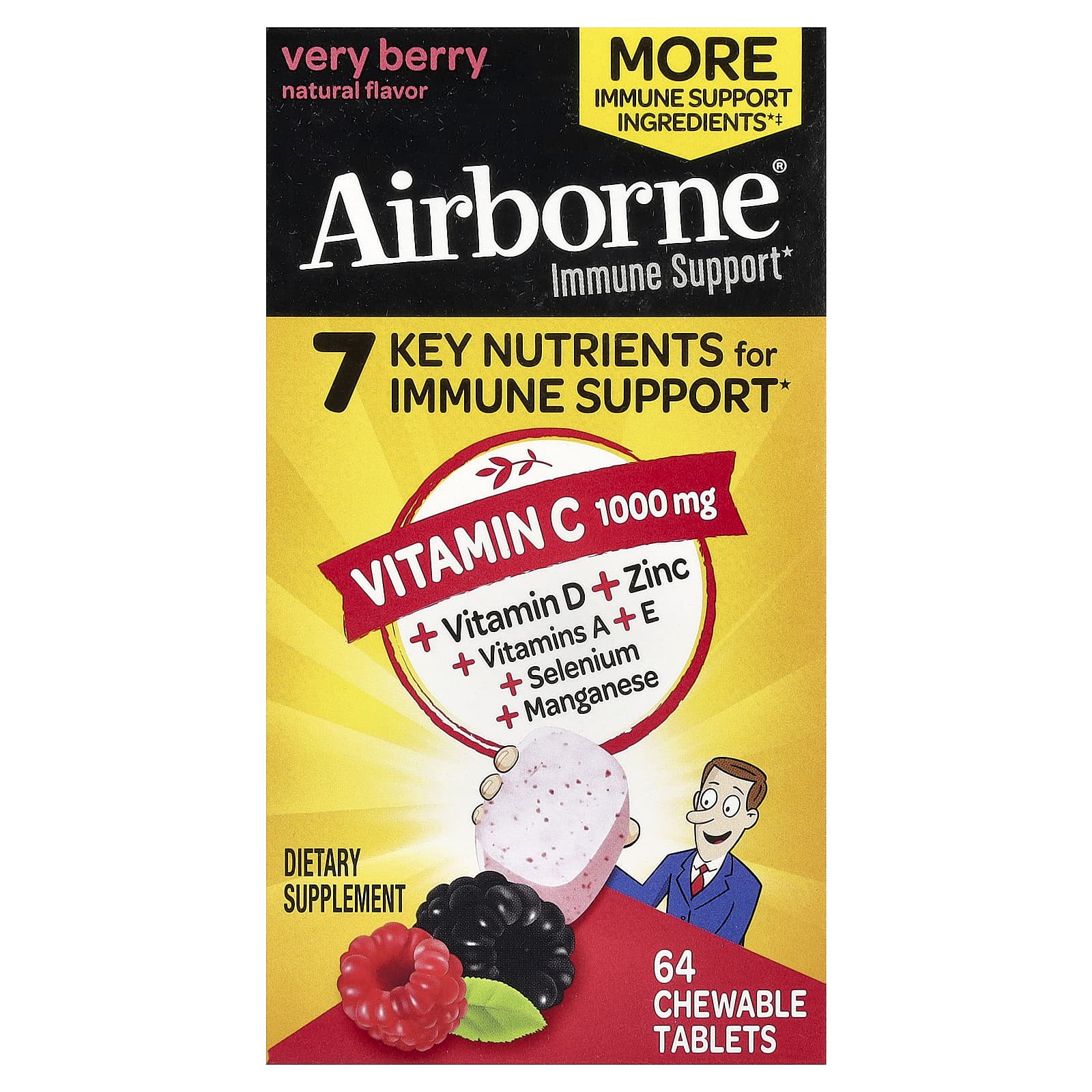 Поддержка иммунитета AirBorne Immune Very Berry, 64 жевательных таблеток — фото 2