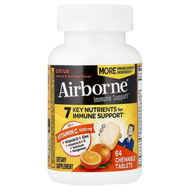 Поддержка иммунитета AirBorne Immune, оттенок Citrus, 64 жевательных таблеток