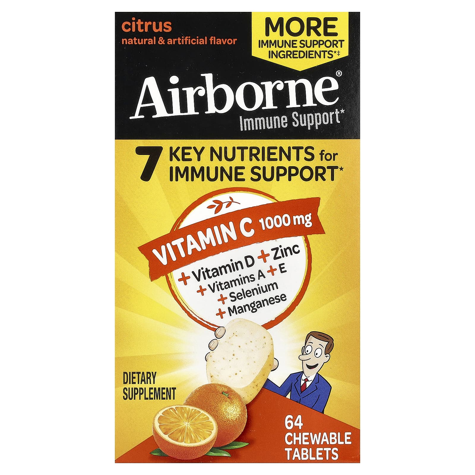 Поддержка иммунитета AirBorne Immune, оттенок Citrus, 64 жевательных таблеток — фото 2