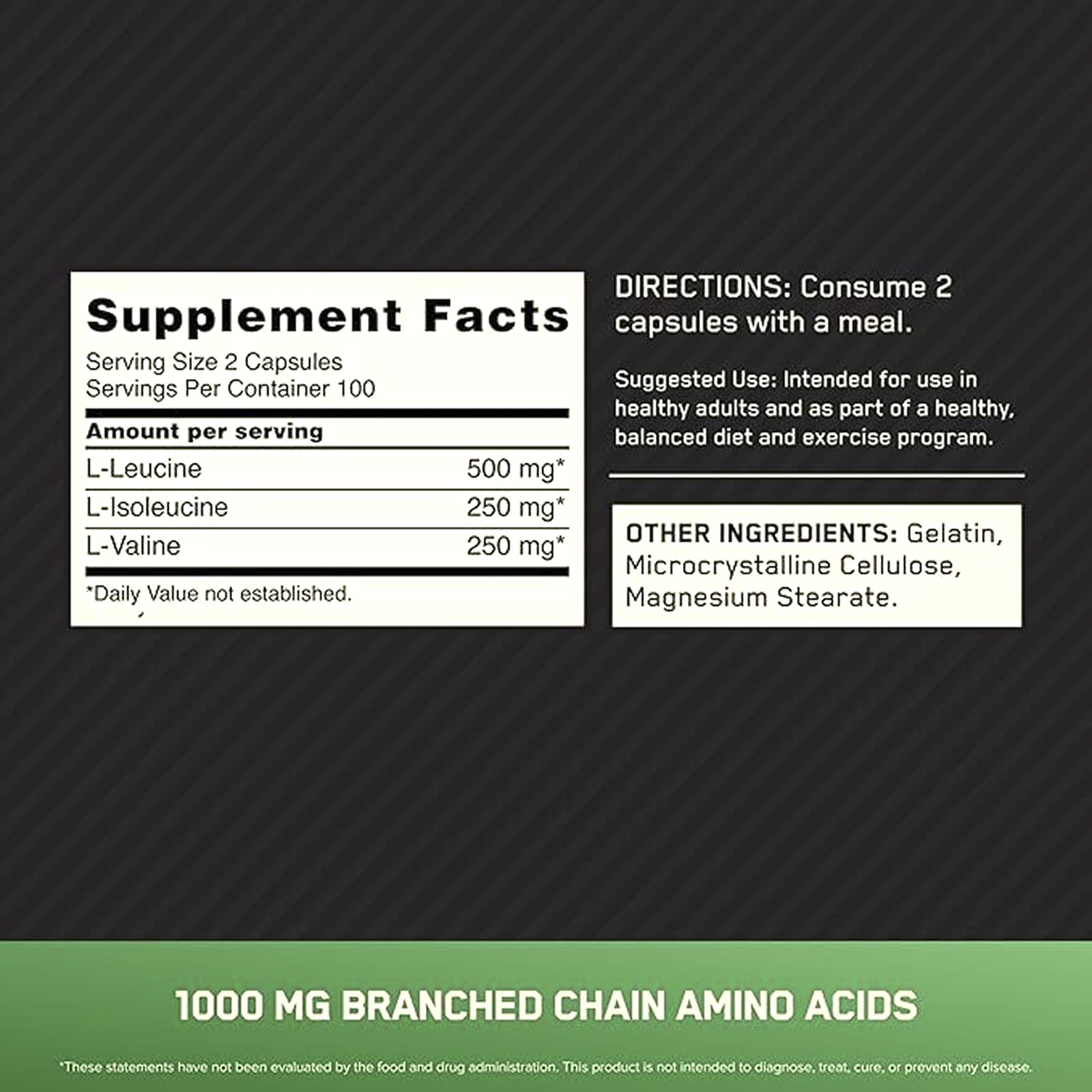 BCAA Optimum Nutrition 1000, 200 капсул — фото 3