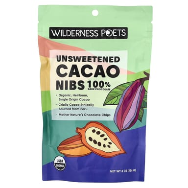 Темный шоколад Wilderness Poets Unsweetened Cacao Nibs, 226 г