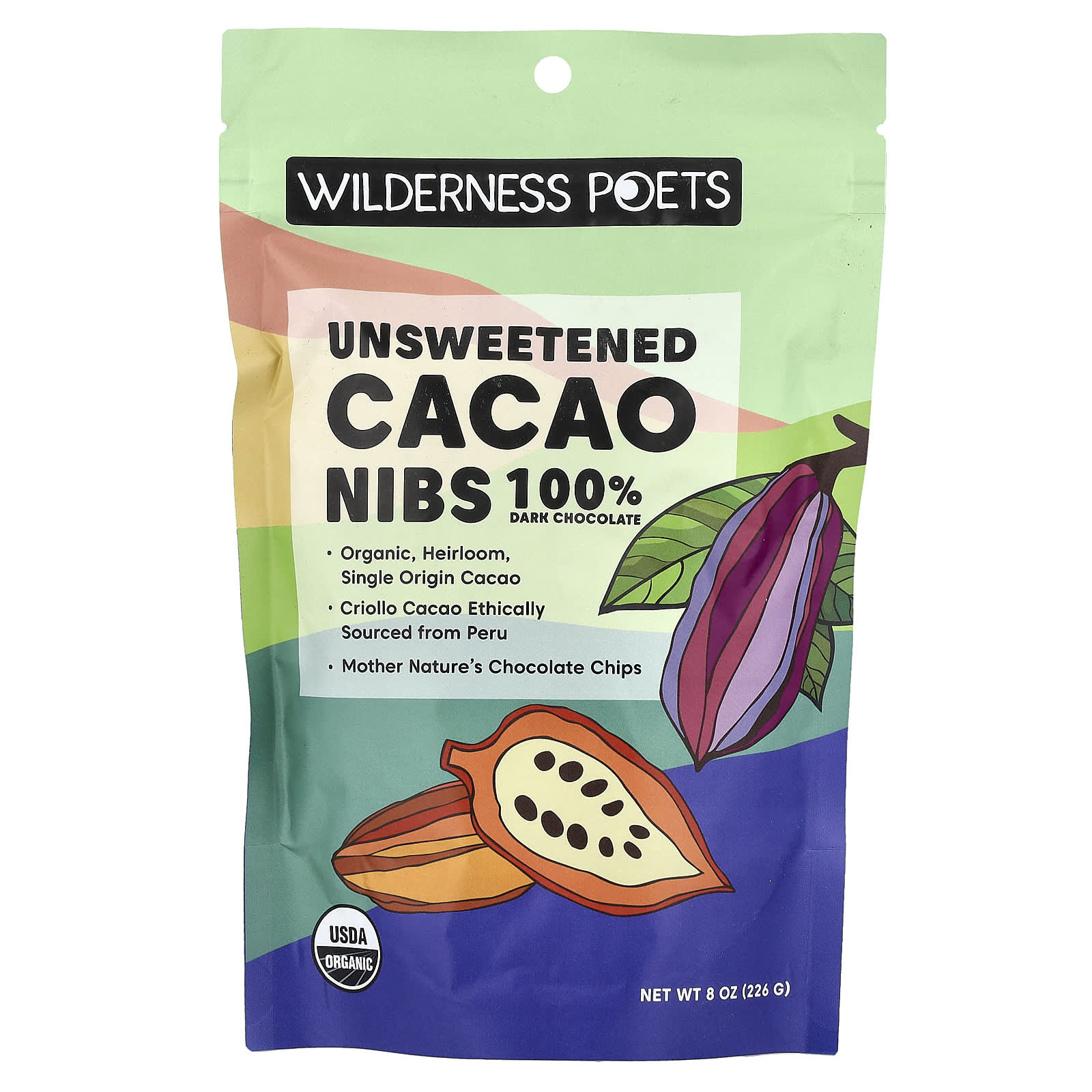 Темный шоколад Wilderness Poets Unsweetened Cacao Nibs, 226 г