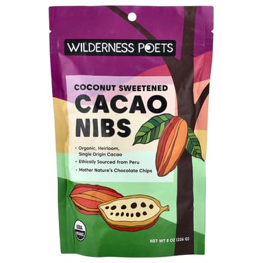 Какао-крупка Wilderness Poets, вкус Organic Coconut Sweetened Cacao Nibs, 226 г