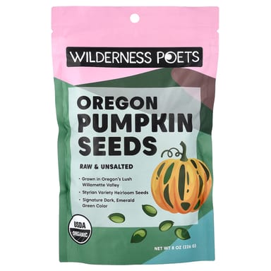 Семена тыквы Wilderness Poets Organic Oregon Raw & Unsalted, 226 г