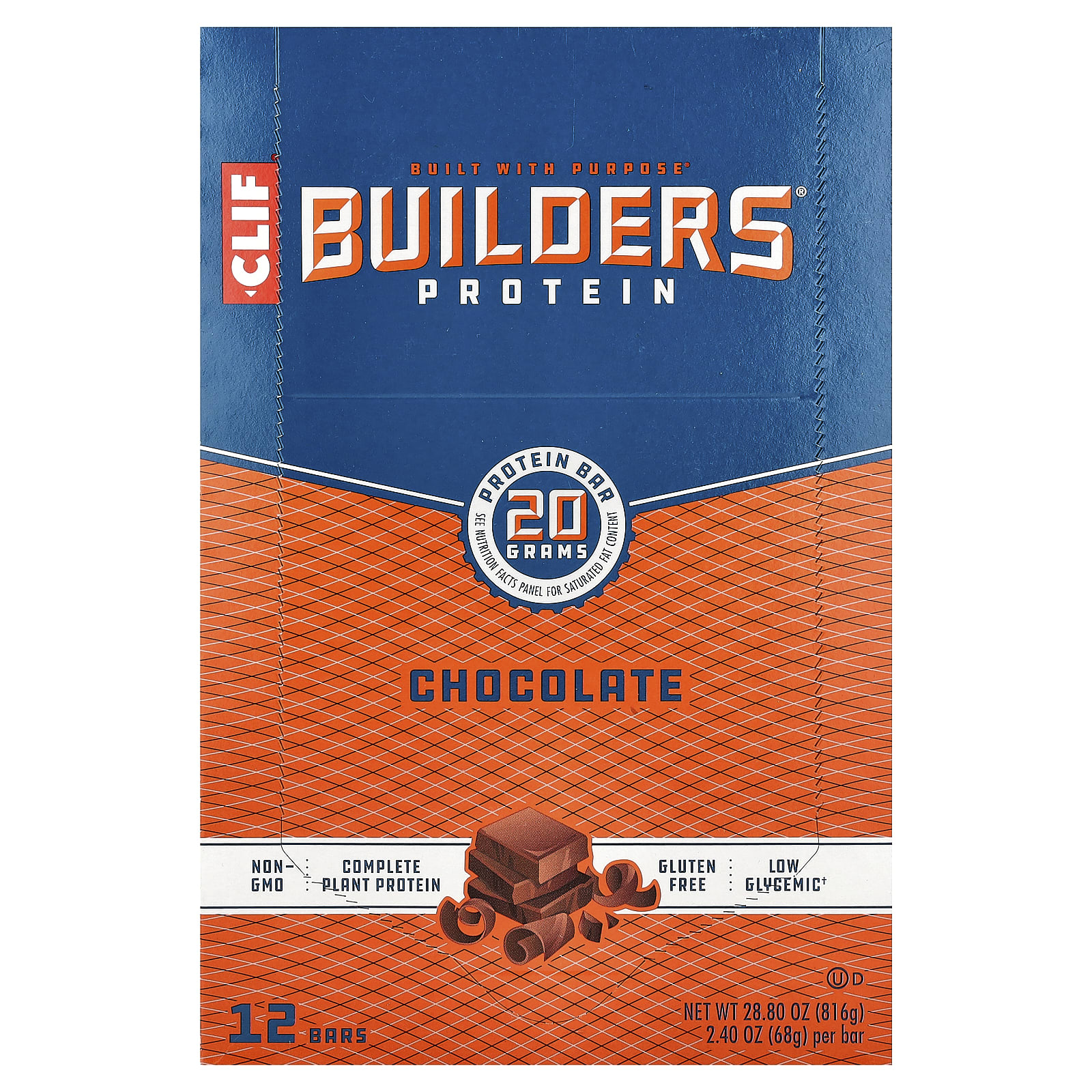 Протеиновый батончик Clif Bar Builders®, вкус Chocolate, 68 г, 12 шт. — фото 2