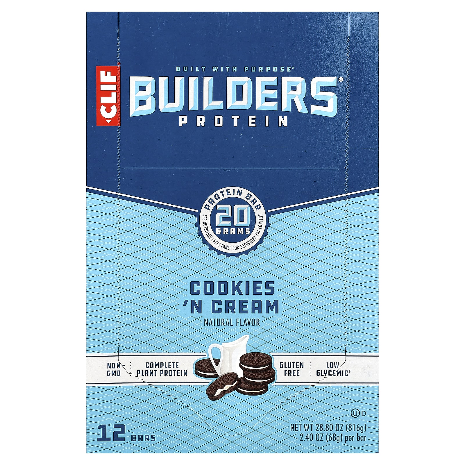 Протеиновый батончик Clif Bar Builders® Cookies N' Cream, 68 г, 12 шт. — фото 2