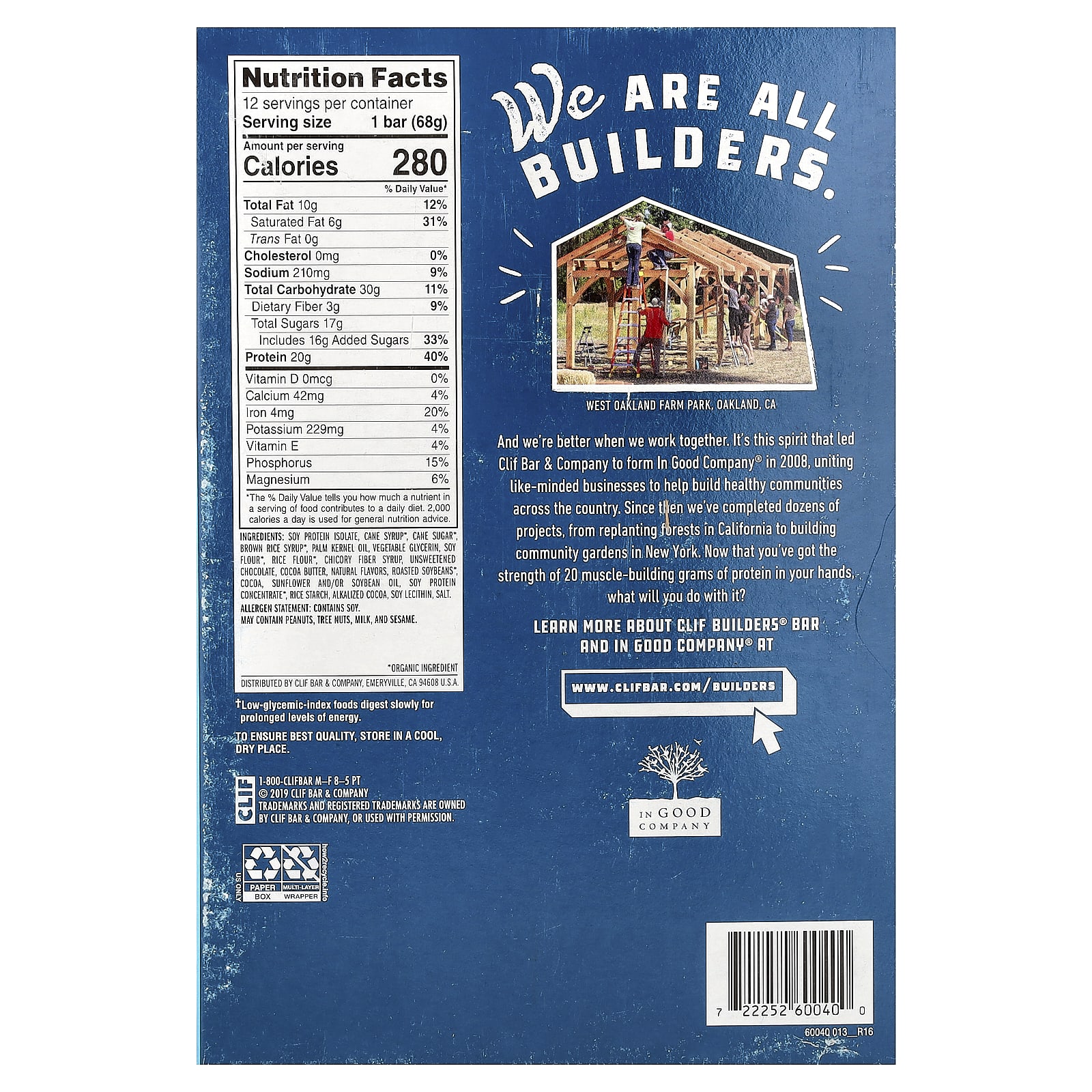 Протеиновый батончик Clif Bar Builders® Cookies N' Cream, 68 г, 12 шт. — фото 3