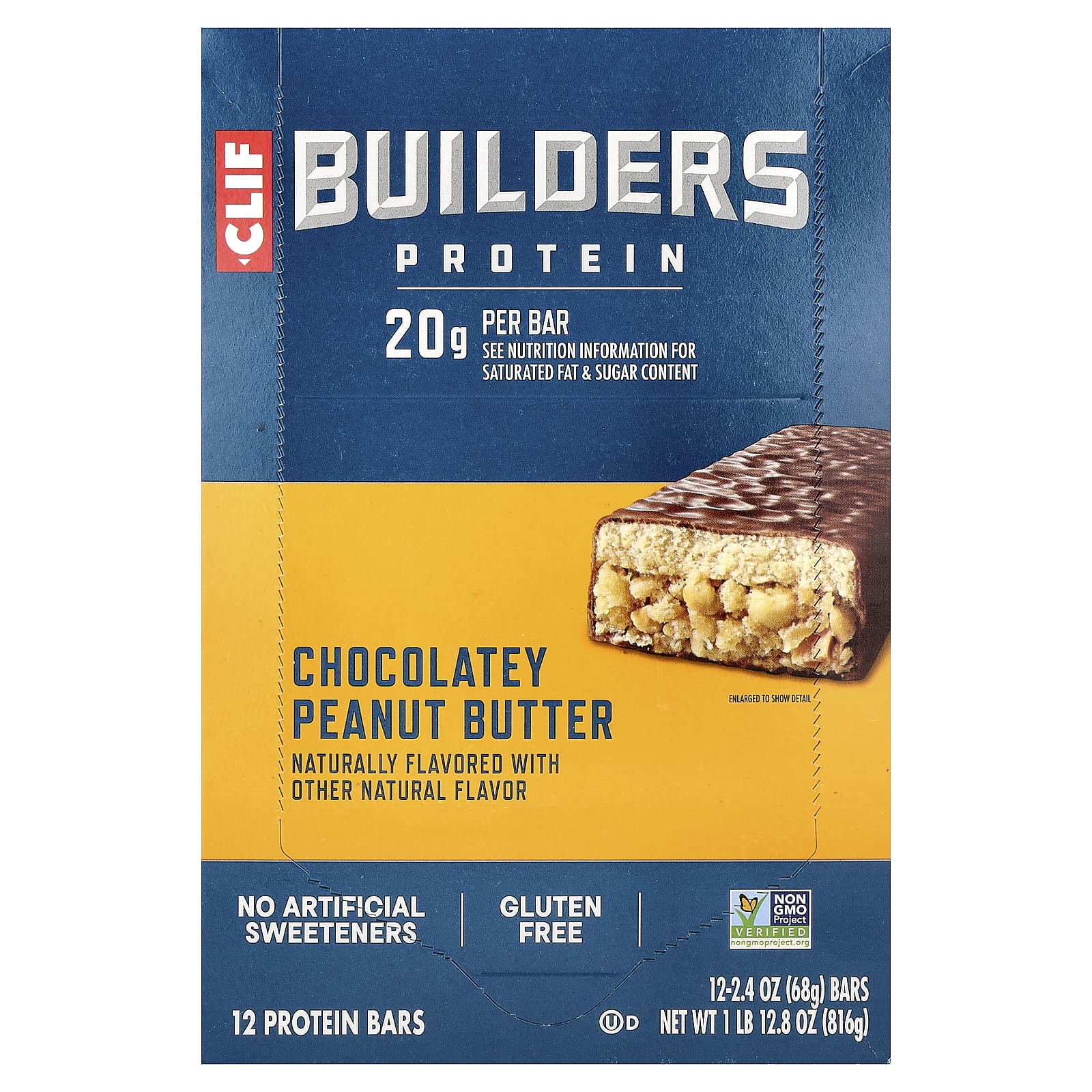 Арахисовая паста Clif Bar Builders® Protein Bar, вкус Chocolatey Peanut Butter, 68 г, 12 шт., батончик — фото 2