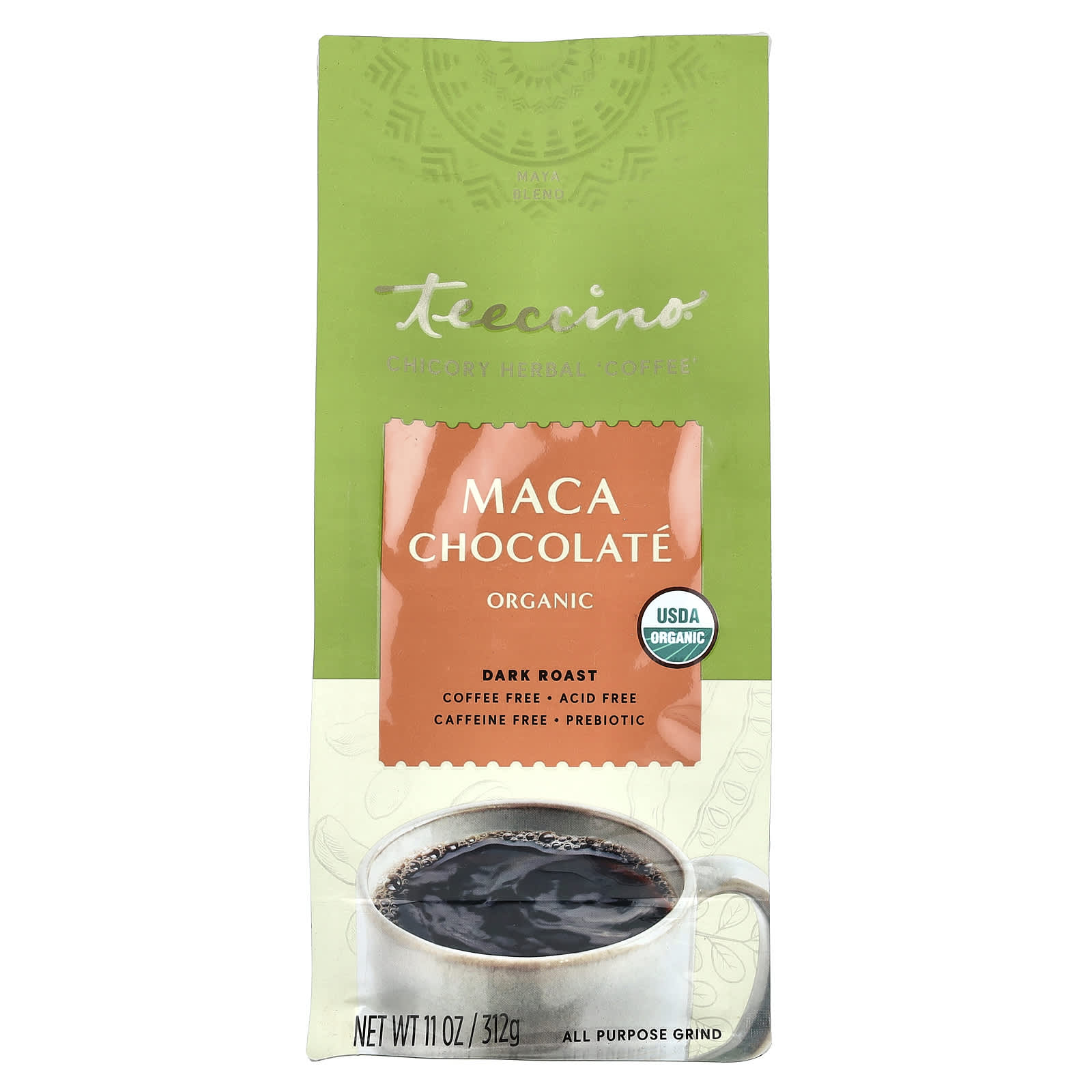 Шоколад Teeccino Organic Chicory Herbal Coffee Maca Dark Roast Caffeine Free, 312 г