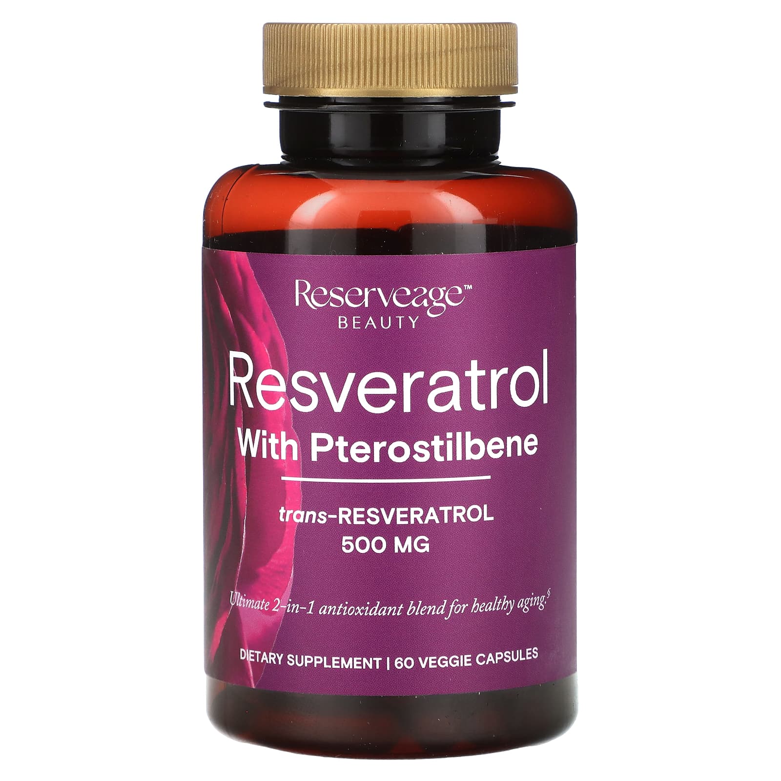 Ресвератрол Reserveage Beauty with Pterostilbene, 500 мг, 60 растительных капсул — фото 3