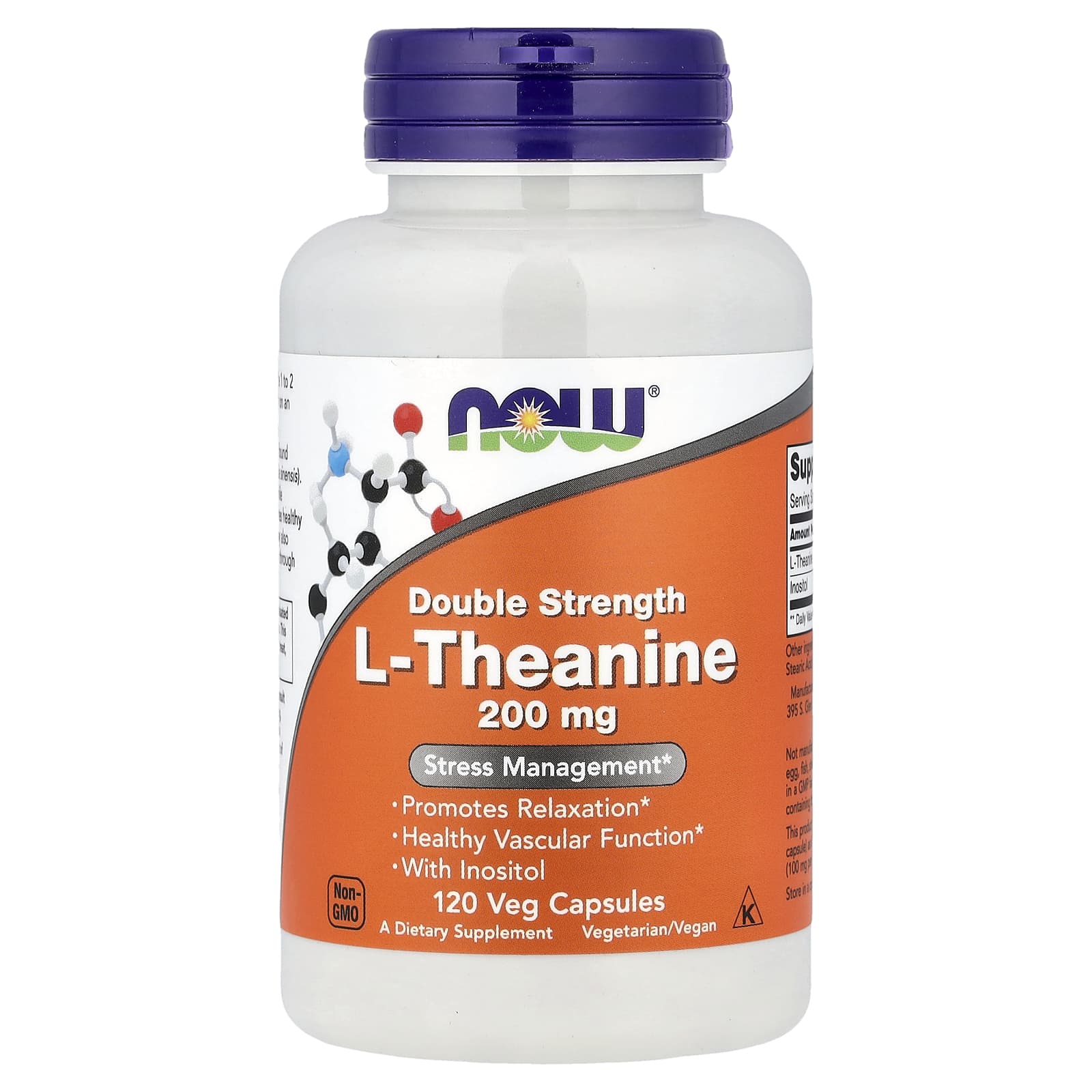 L-теанин NOW Foods L-Theanine, 120 растительных капсул