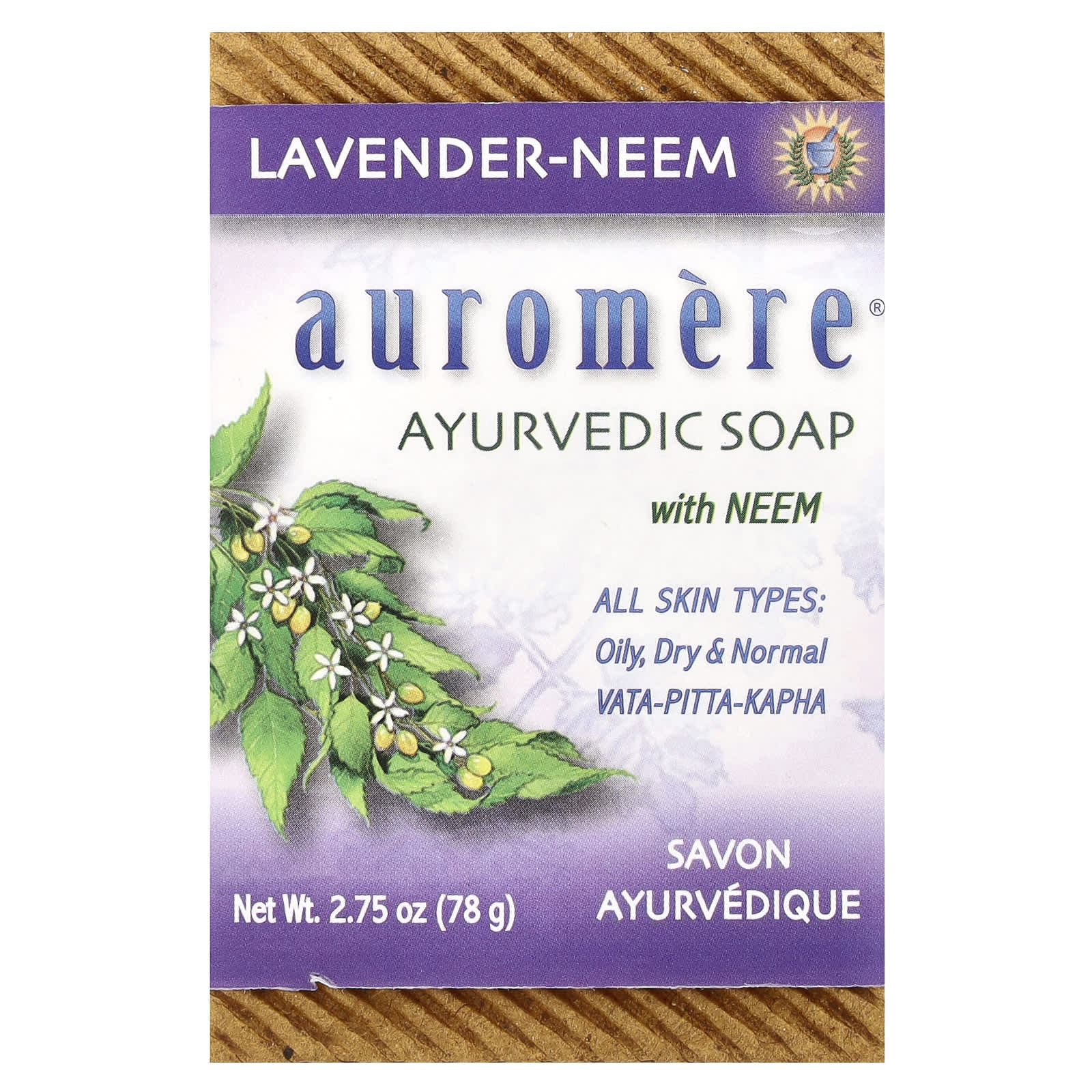 Мыло Auromere Ayurvedic Soap with Neem Lavender-Neem, 78 г, батончик — фото 2
