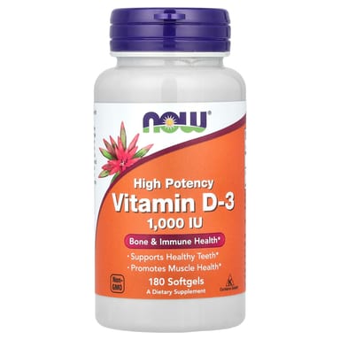 Витамин D3 NOW Foods High Potency, 1000 МЕ, 180 мягких капсул