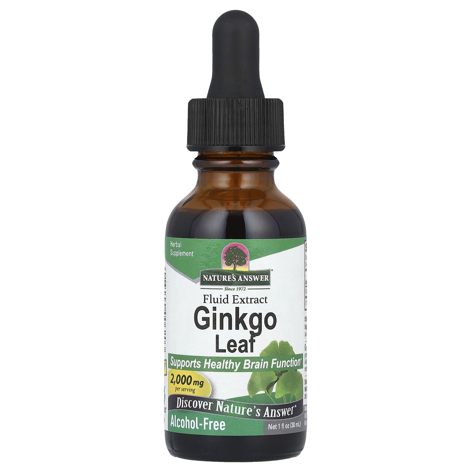Гинкго билоба Nature's Answer Leaf Fluid Extract, 2000 мг, 30 мл