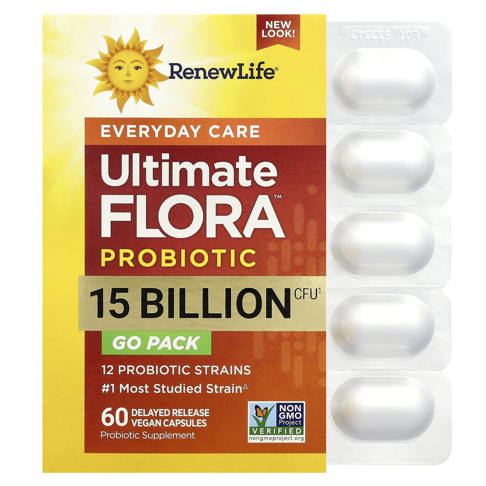 Пробиотик Renew Life Ultimate Flora™ Everyday Care 60 Delayed Release, оттенок 15 Billion CFU, капсулы