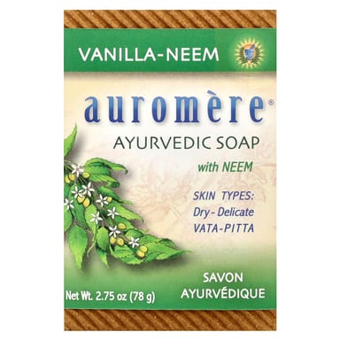 Мыло Auromere Ayurvedic Soap with Neem Vanilla-Neem, 78 г, батончик