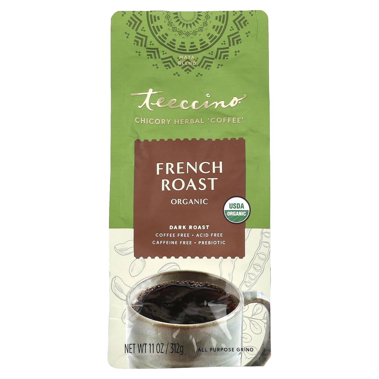 Кофе Teeccino Organic Chicory Herbal French Roast Dark Roast Caffeine Free, 312 г